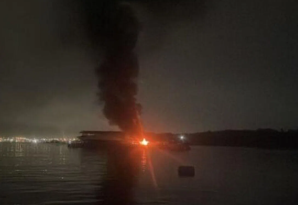 Lightning strike ignites floating fish farms near Singapore's Pulau Ubin, causing heavy losses
