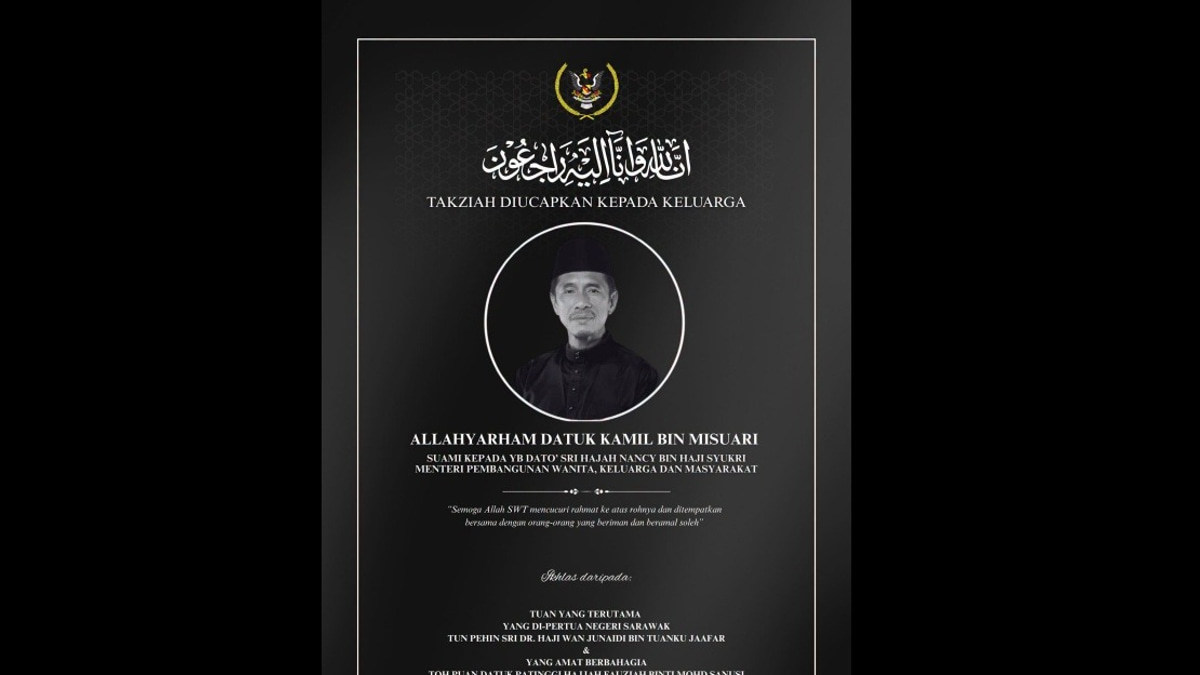 Sarawak Governor Extends Sympathies to Nancy Shukri Over Husband's Passing