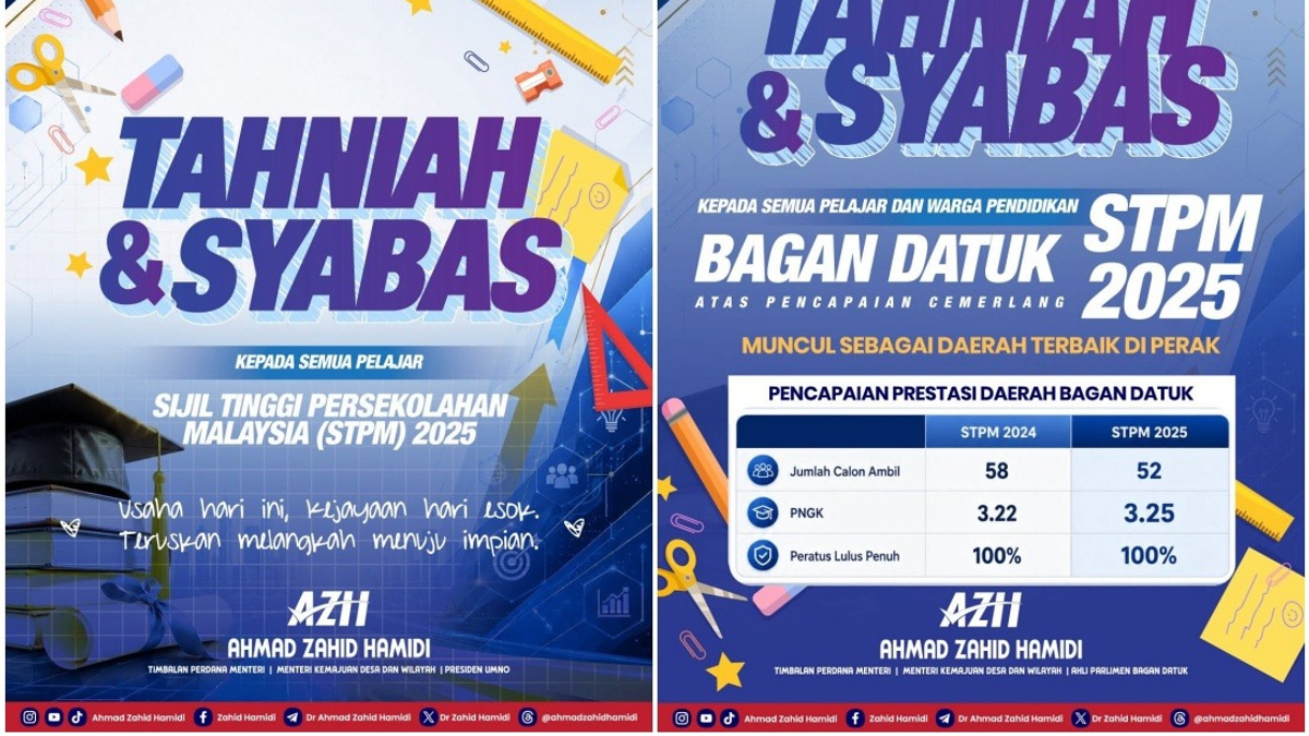 Bagan Datuk Tops Perak in STPM 2025, DPM Ahmad Zahid Lauds Regional Excellence